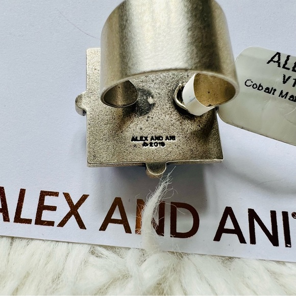 🎁NWT! ALEX-AND-ANI adjustable Cobalt Matrix Cocktail Ring! - Picture 5 of 5